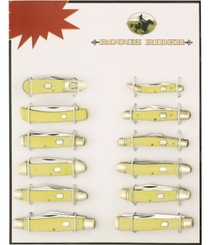 Rough Rider Twelve Piece Yellow Handle Pocket Knife Set