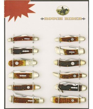 Rough Rider Twelve Piece Amber Jigged Bone Pocket Knife Set